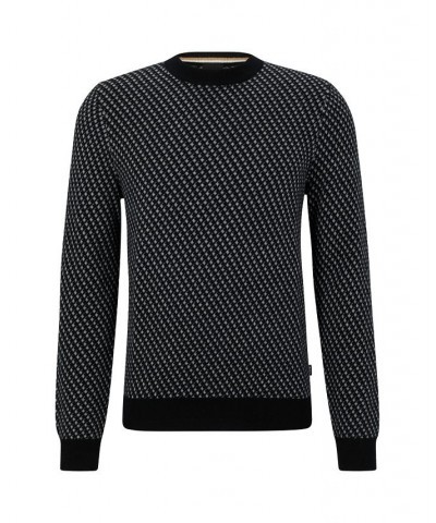 BOSS Men's Jacquard-Pattern Regular-Fit Wool Sweater Black $69.76 Sweaters