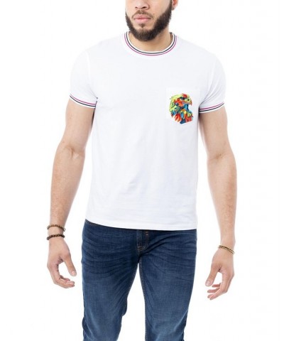 Men's Eagle Embroidered Pocket Crewneck T-shirt White $22.40 T-Shirts