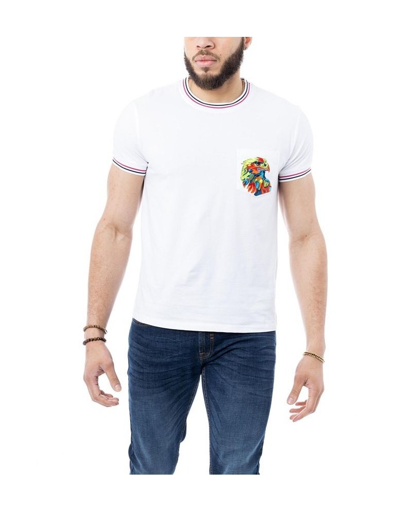 Men's Eagle Embroidered Pocket Crewneck T-shirt White $22.40 T-Shirts