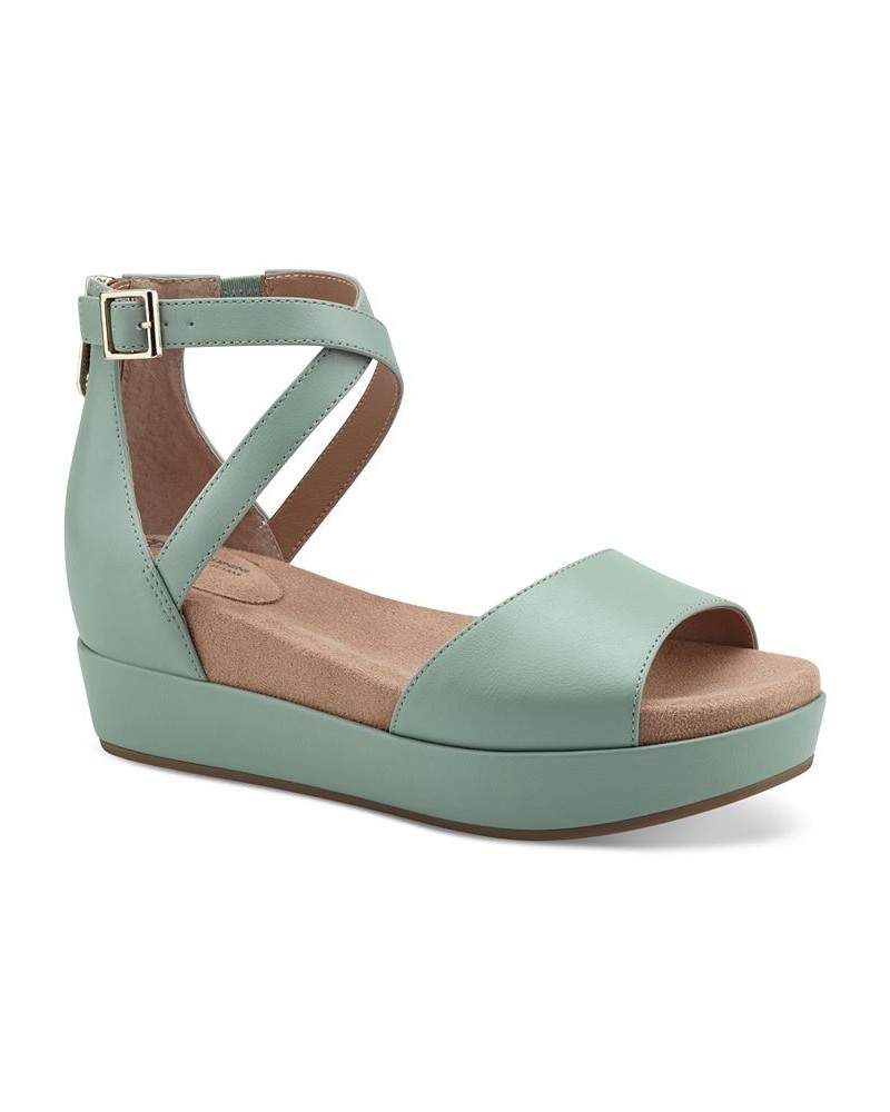 Ellenaa Wedge Sandals Green $43.86 Shoes