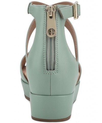 Ellenaa Wedge Sandals Green $43.86 Shoes