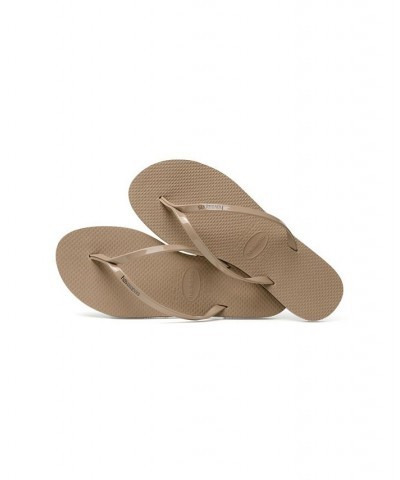 Women's You Metallic Flip Flop Sandals Tan/Beige $22.13 Shoes