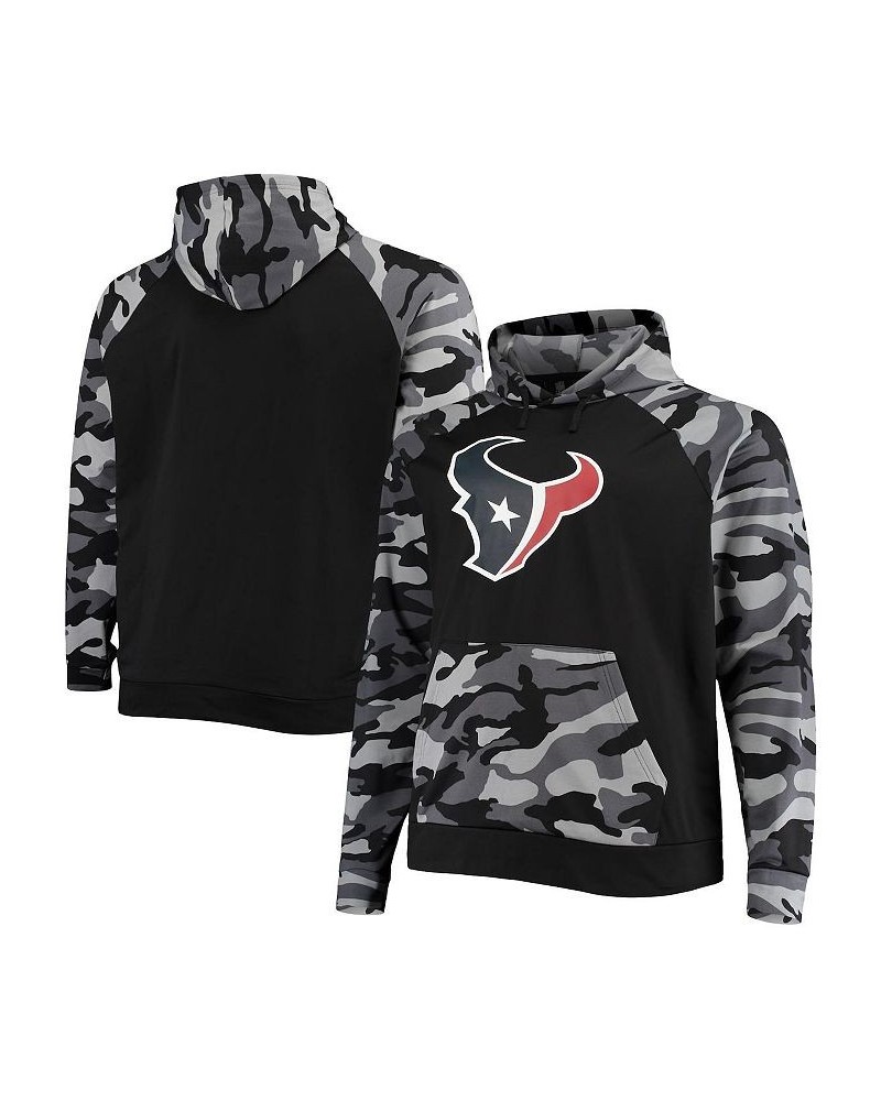 Men's Black Houston Texans Camo Raglan Pullover Hoodie $33.81 Sweatshirt