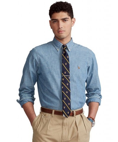 Men's Classic-Fit Indigo Chambray Shirt Blue $63.45 Shirts