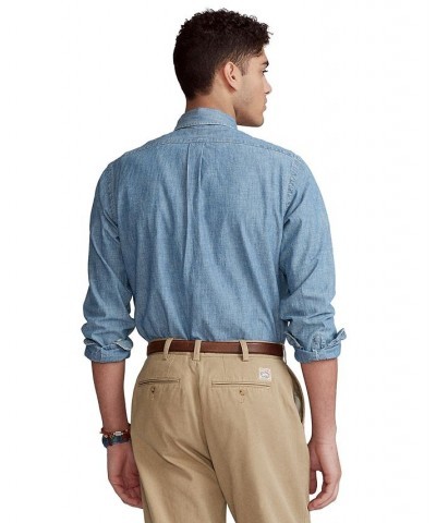 Men's Classic-Fit Indigo Chambray Shirt Blue $63.45 Shirts