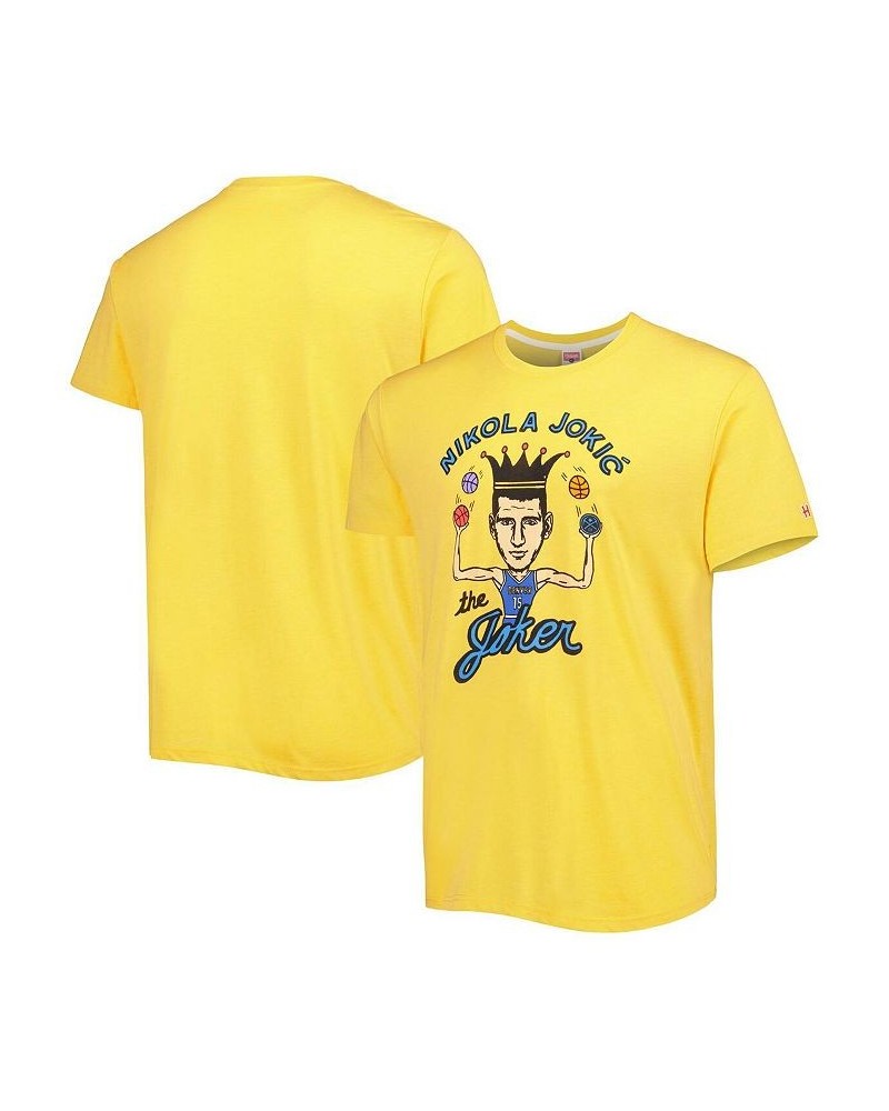 Men's Nikola Jokic Gold Denver Nuggets Caricature Tri-Blend T-shirt $23.04 T-Shirts