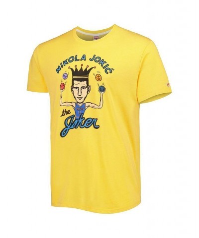 Men's Nikola Jokic Gold Denver Nuggets Caricature Tri-Blend T-shirt $23.04 T-Shirts