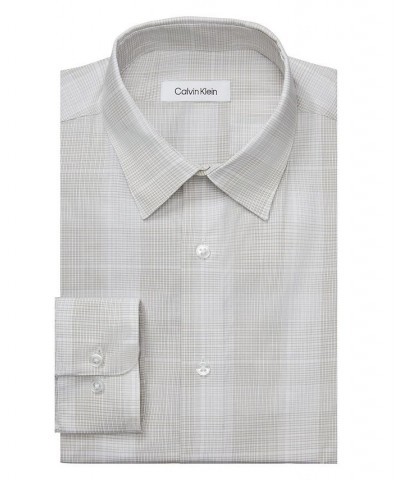 Men's Steel Plus Regular Fit Stretch Wrinkle Free Dress Shirt Gray $26.25 Dress Shirts