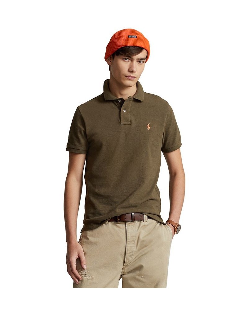 Men's Custom Slim Fit Mesh Polo Defender Green $56.40 Polo Shirts