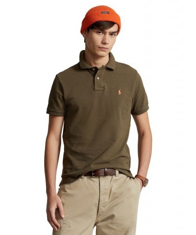 Men's Custom Slim Fit Mesh Polo Defender Green $56.40 Polo Shirts