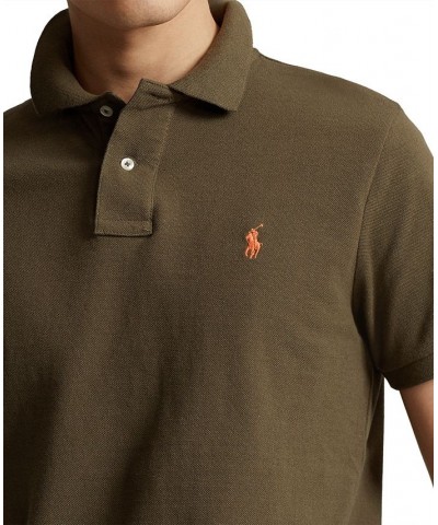 Men's Custom Slim Fit Mesh Polo Defender Green $56.40 Polo Shirts