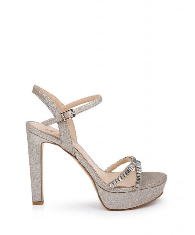 Women's Gallant Platform Evening Sandals White $44.48 Shoes