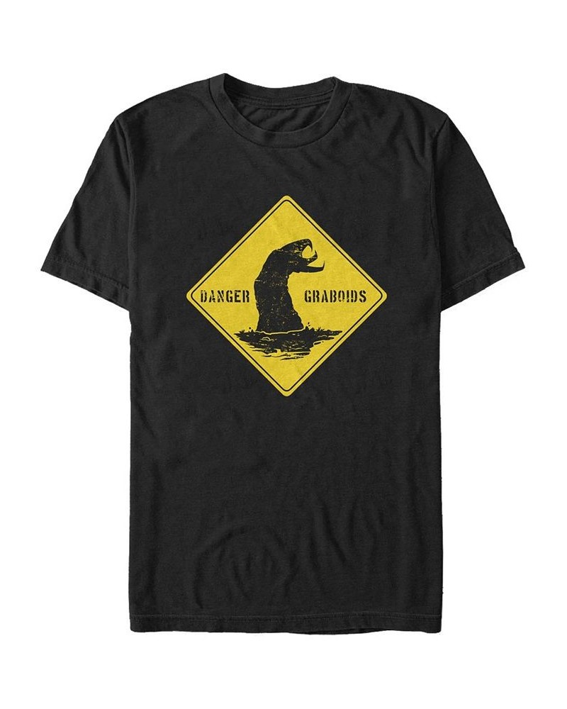 Tremors Men's Danger Graboids Road Sign Short Sleeve T-Shirt Black $19.59 T-Shirts