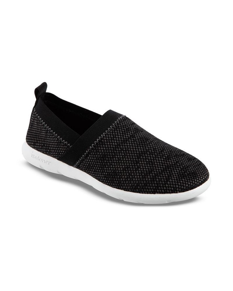 Zenz from Isotoner Women's Indoor/Outdoor Elastic Sport Knit Elastic Slip-Ons Black $14.84 Shoes