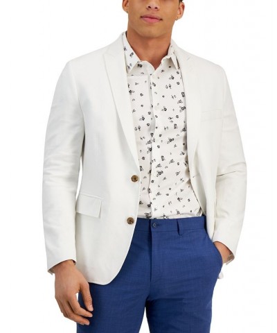 Men's Slim-Fit Stretch Linen Blend Suit Jacket White $33.50 Blazers