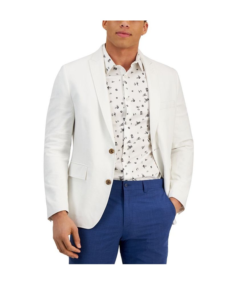 Men's Slim-Fit Stretch Linen Blend Suit Jacket White $33.50 Blazers