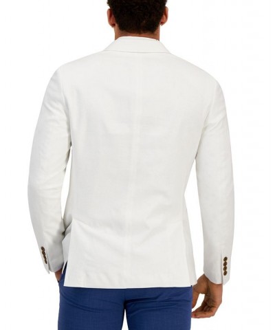 Men's Slim-Fit Stretch Linen Blend Suit Jacket White $33.50 Blazers