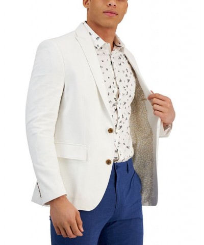 Men's Slim-Fit Stretch Linen Blend Suit Jacket White $33.50 Blazers