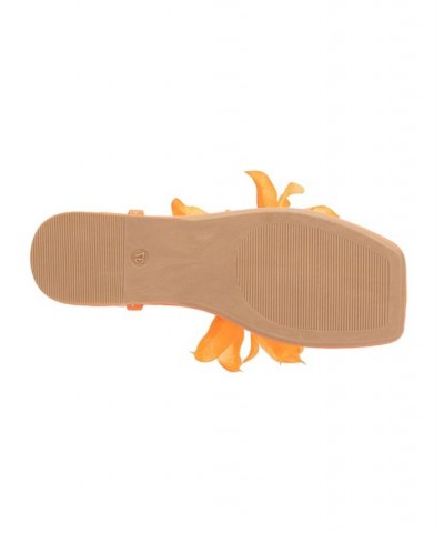 Big Flower Women's T-Strap Sandal Orange $26.98 Shoes