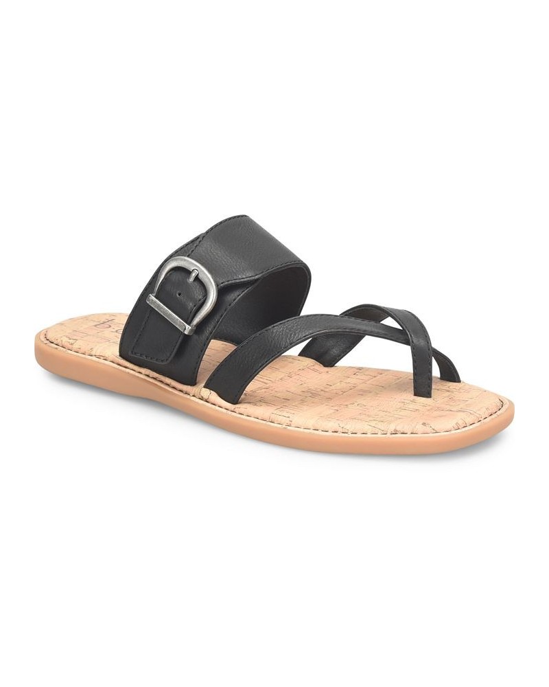 Women's Kelsee Comfort Flat Sandal Black $44.20 Shoes