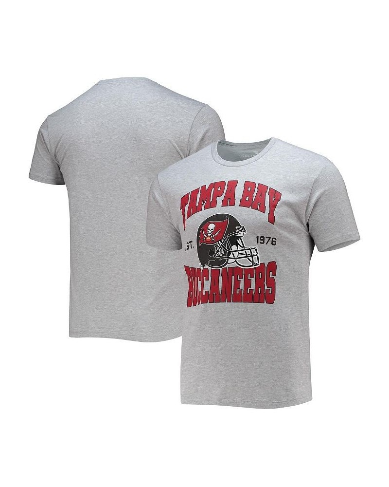 Men's Heather Gray Tampa Bay Buccaneers Helmet T-shirt $25.64 T-Shirts