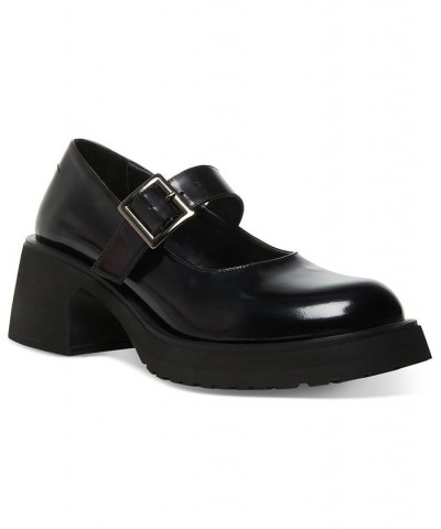 Women's Tulip Platform Mary Jane Flats Black $58.31 Shoes