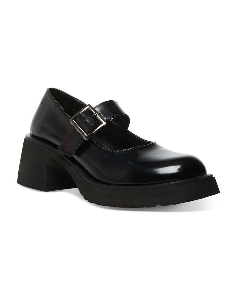 Women's Tulip Platform Mary Jane Flats Black $58.31 Shoes