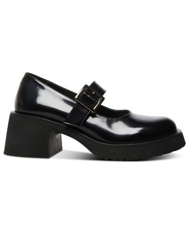 Women's Tulip Platform Mary Jane Flats Black $58.31 Shoes