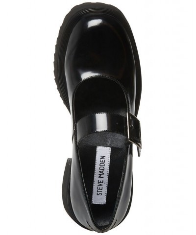 Women's Tulip Platform Mary Jane Flats Black $58.31 Shoes