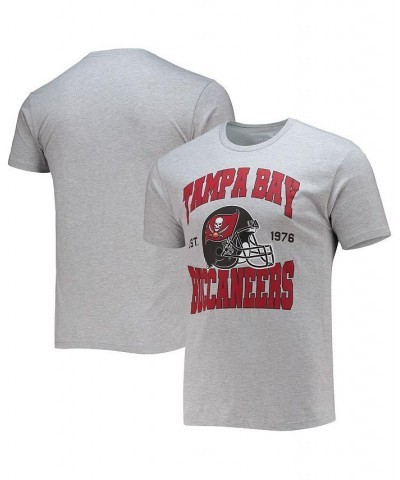 Men's Heather Gray Tampa Bay Buccaneers Helmet T-shirt $25.64 T-Shirts