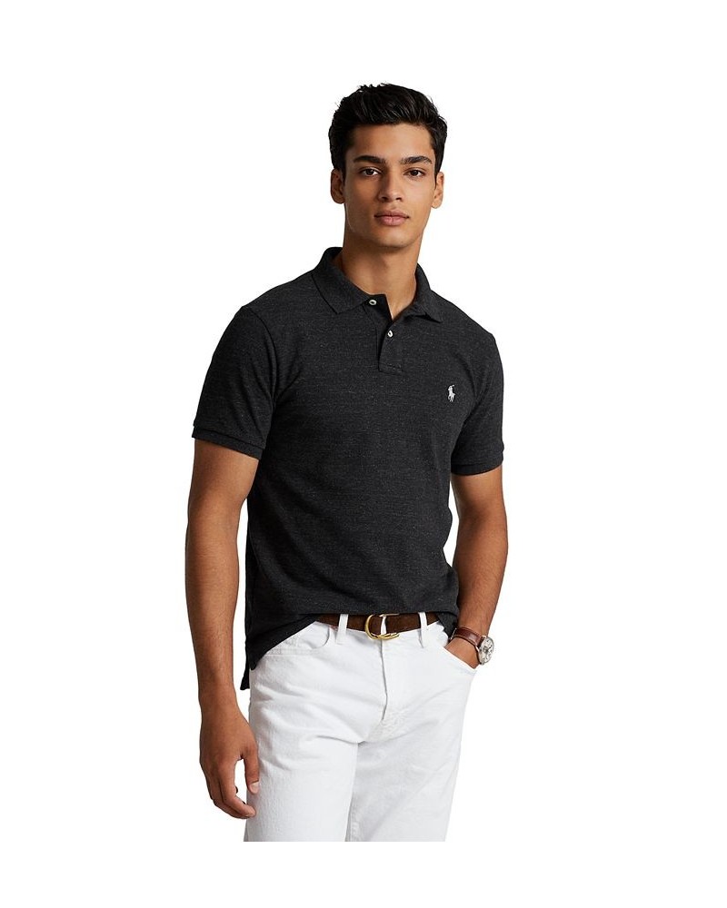 Men's Custom Slim Fit Mesh Polo Black Marl Heather $56.40 Polo Shirts