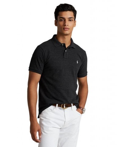 Men's Custom Slim Fit Mesh Polo Black Marl Heather $56.40 Polo Shirts