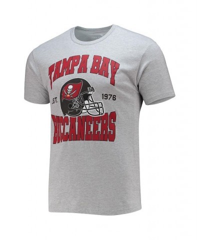 Men's Heather Gray Tampa Bay Buccaneers Helmet T-shirt $25.64 T-Shirts