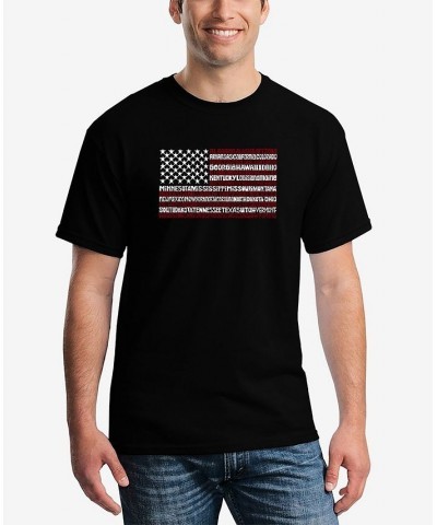 Men's 50 States USA Flag Word Art Short Sleeve T-shirt Black $14.35 T-Shirts