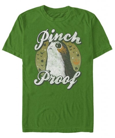 Men's Pinch Proof Porg Short Sleeve Crew T-shirt Green $14.70 T-Shirts