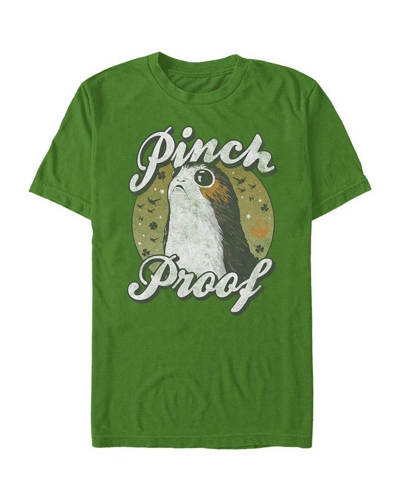 Men's Pinch Proof Porg Short Sleeve Crew T-shirt Green $14.70 T-Shirts