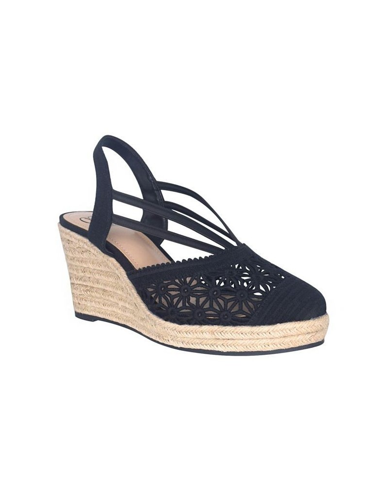 Women's Tonessa Stretch Espadrille Wedge Sandals Black $47.50 Shoes