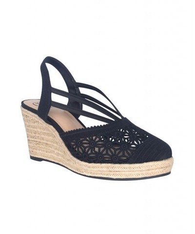 Women's Tonessa Stretch Espadrille Wedge Sandals Black $47.50 Shoes