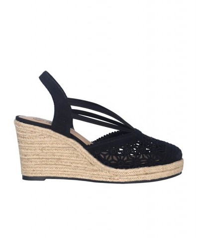 Women's Tonessa Stretch Espadrille Wedge Sandals Black $47.50 Shoes