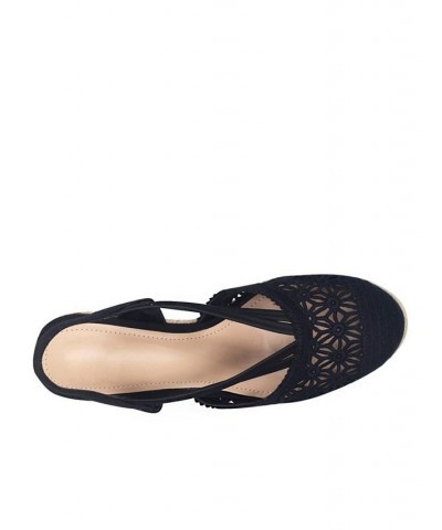 Women's Tonessa Stretch Espadrille Wedge Sandals Black $47.50 Shoes