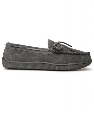 Men's Pile Lined Hard Sole Extended Sizes Slippers Gray $28.68 Shoes