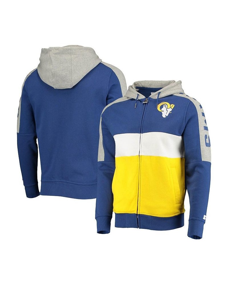 Men's Royal, Gold Los Angeles Rams Playoffs Color Block Full-Zip Hoodie $45.89 Sweatshirt