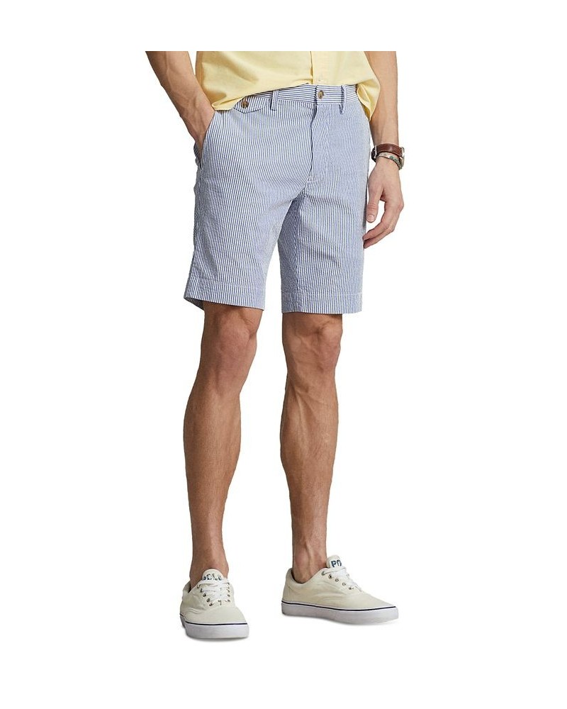 Men's 9-1/4-Inch Stretch Slim Seersucker Shorts Blue $45.57 Shorts