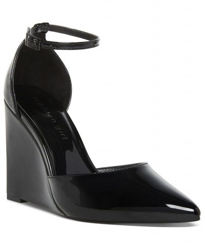 Women's Standout Two-Piece Wedge Pumps Black $22.10 Shoes