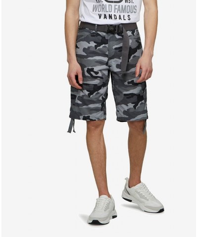 Men's Big and Tall Recon-Go Belted Cargo Shorts Camo Gray $29.00 Shorts