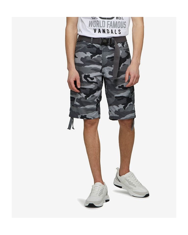 Men's Big and Tall Recon-Go Belted Cargo Shorts Camo Gray $29.00 Shorts