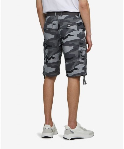 Men's Big and Tall Recon-Go Belted Cargo Shorts Camo Gray $29.00 Shorts