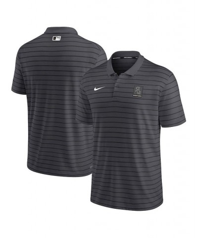 Men's Anthracite Chicago White Sox Authentic Collection Striped Performance Pique Polo Shirt $33.75 Polo Shirts