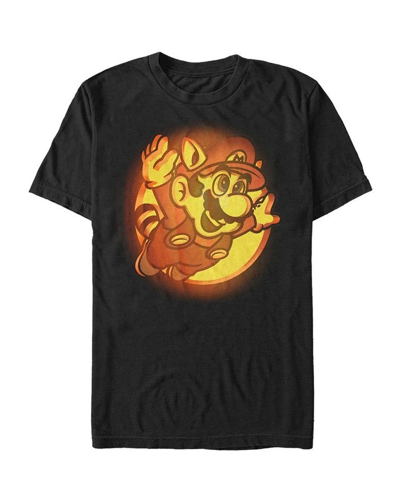 Nintendo Men's Super Mario Flying Raccoon Carved Pumpkin Short Sleeve T-Shirt Black $20.99 T-Shirts