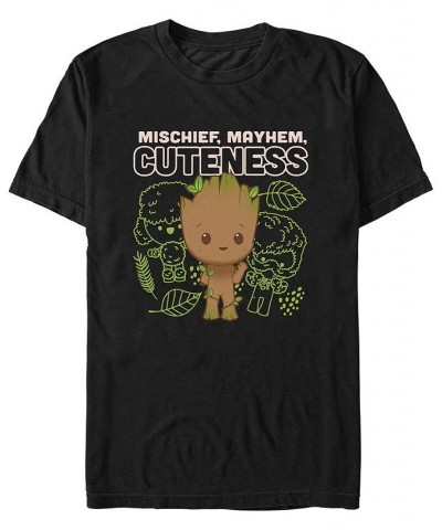 Men's Marvel Film I am Groot Cute Groot Linework Short Sleeve T-shirt Black $14.70 T-Shirts